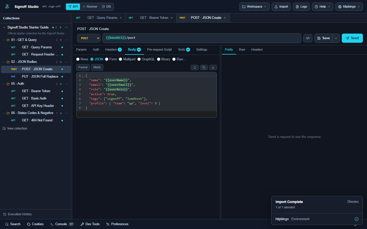 VS Code request tab body