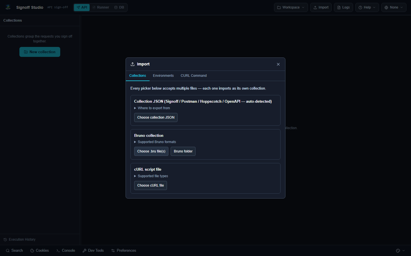 Windows import modal