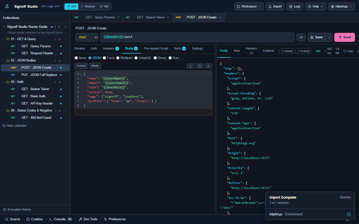 Tests tab